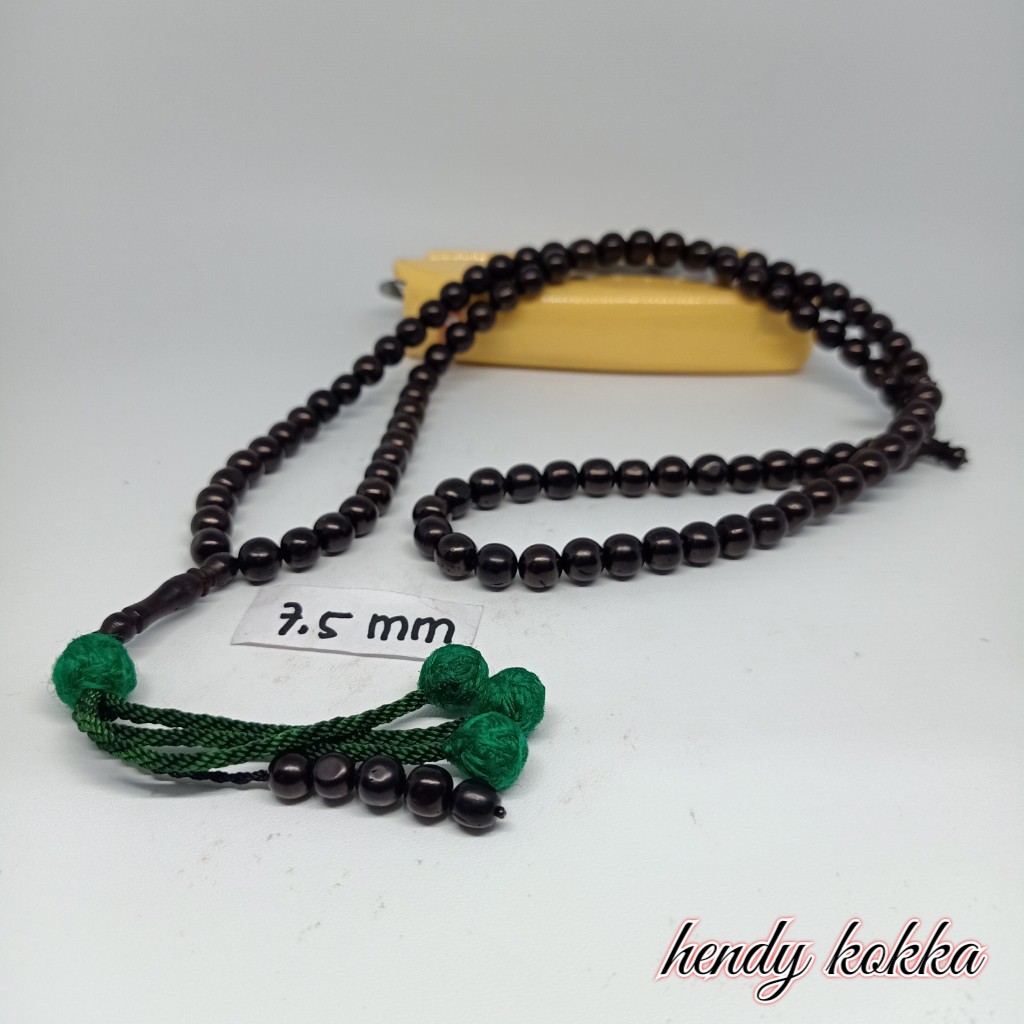 Tasbih kokka kaukah 99 bulat rumbai 7,5 mm coklat