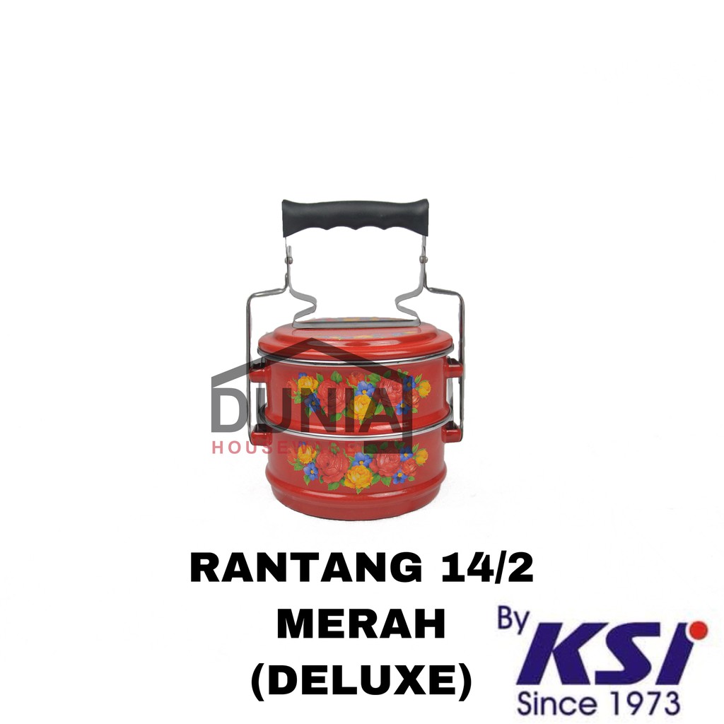Rantang Susun 2 Diameter 14 CM / Rantang Ideal / Rantang Enamel Susun (DELUXE MERAH)