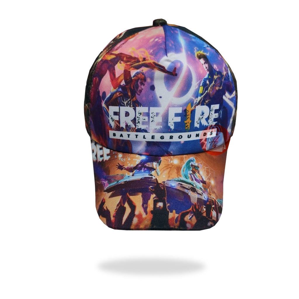 Topi anak sablon sublim karakter free fire,Ml,Batman,marvel / Topi Sublim karakter anak-FF Orange