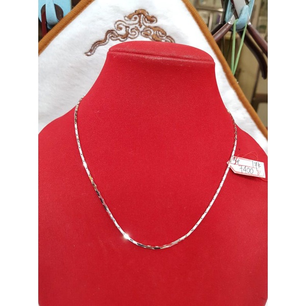 KL420J181J kalung white gold model satelit emas putih asli berat 7.400 pj 41.8cm kadar 75% 17k tok 7