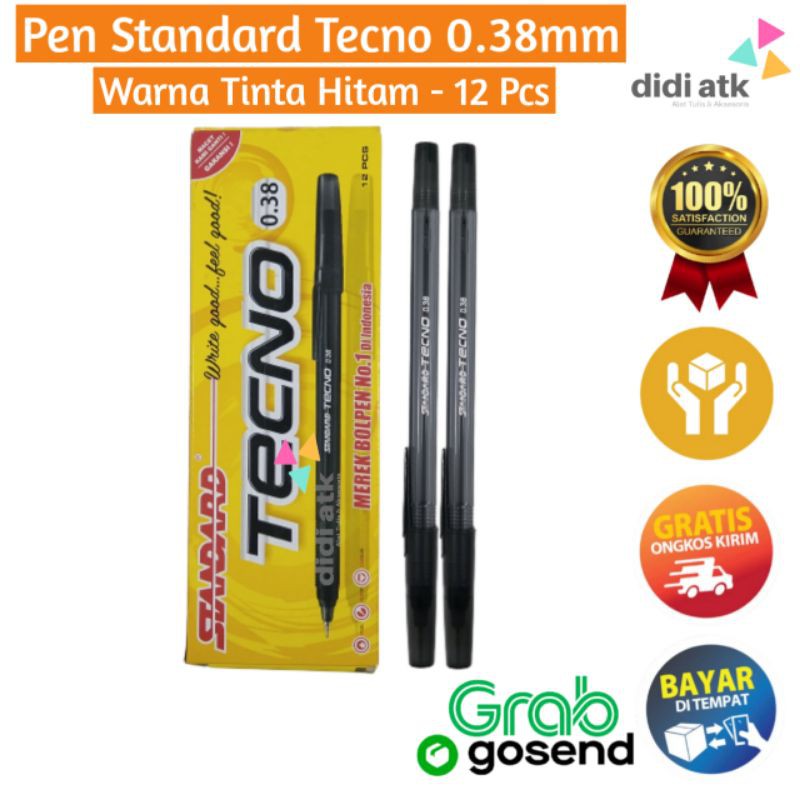 

Pulpen Pena Standard Tecno 0.38mm / Bolpen Standar / Bolpoint 1 Lusin