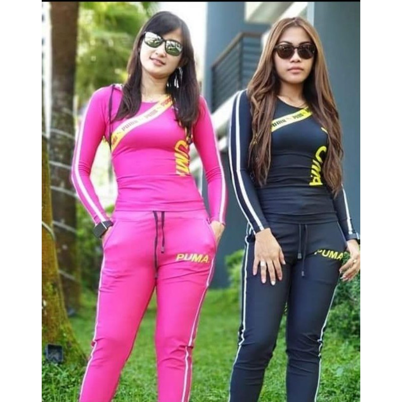 Baju Senam Sxb Pixie Road Map Hoodie Jogger Puma Zumba Yoga Aerobik Olahraga