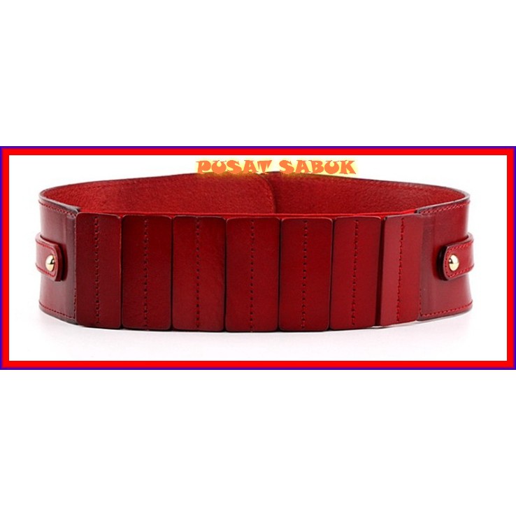 Sabuk Belt Wanita Obi Besar Karet Women Ikat Pinggang Fashion Gesper Korea Cewek Oby Jumbo red Impor