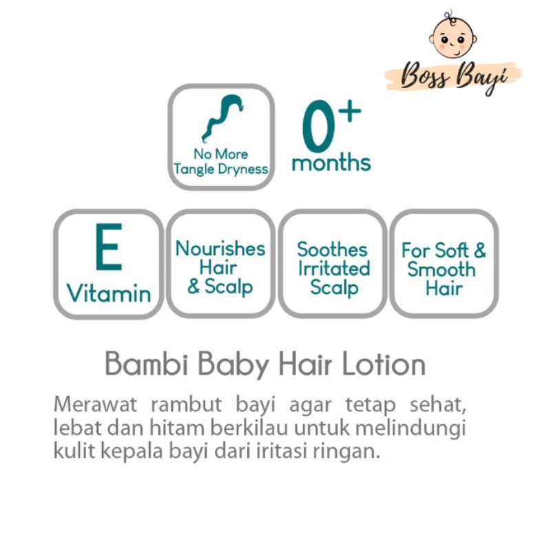 BAMBI - Hair Lotion 100ml Allantoin Vit E / Candlenut Aloe Vera Celery (Mintak Rambut Bayi)