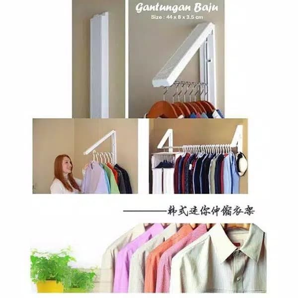 Serbagrosirmurah  Gantungan Baju Indoor dilengkapi baut, bisa dilipat saat gak dipakai Gantungan Hanger Baju Jemuran Gantungan Tanpa Paku