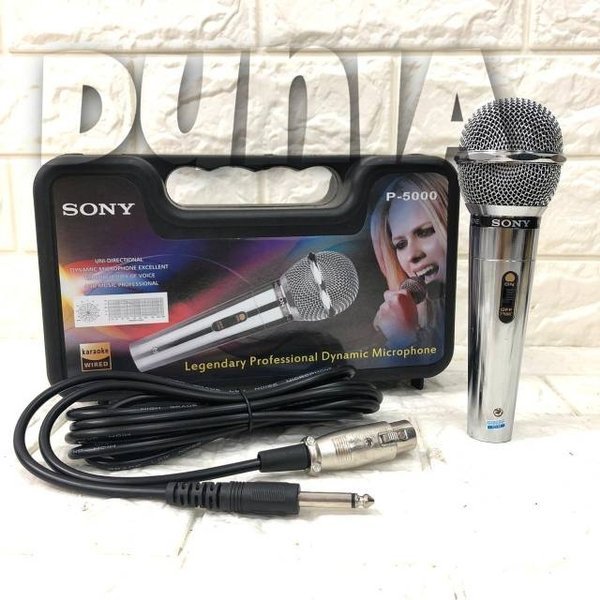 PAKET Microphone SONY P-5000 Mic FREE Kabel / Mikropon Plus Box Koper Mic Vocal  MANTAP