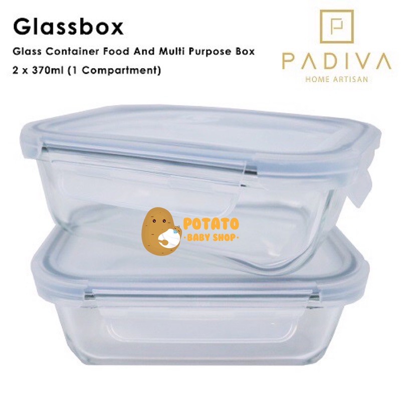 Padiva 370ml (2pcs) Glassbox 1 Compartment