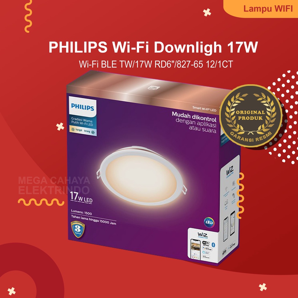 Philips Smart Wifi LED Downlight 17W - Tunable White (Putih) - 6 Inch + Bluetooth