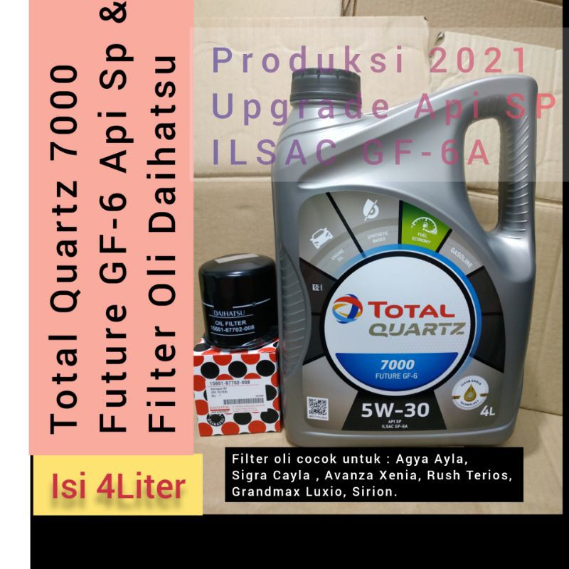 Paket oli total 5w-30 4L + filter oli daihatsu