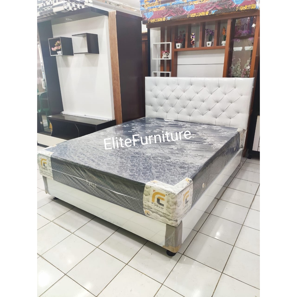 Divan Dipan Full Sandaran No 2 Putih + Kasur FREE 2 BANTAL / DIvan tempat tidur uk 160x200