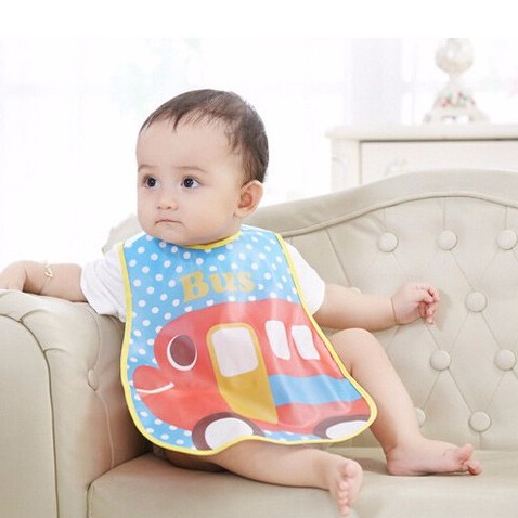 Celemek Makan Bayi Waterproof Slaber Bayi - Celemek Makan Anak Bayi Plastik Anti Air JUMBO Berkantung Penadah Makanan Slaber Bayi Kantung Penahan Makanan Slabber Makan Celemek Makan Bayi