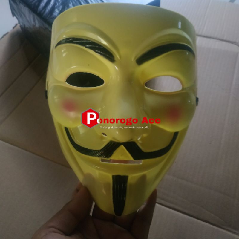 (Packing Box) Topeng anonymous kuning topeng hacker warna kuning eceran murah