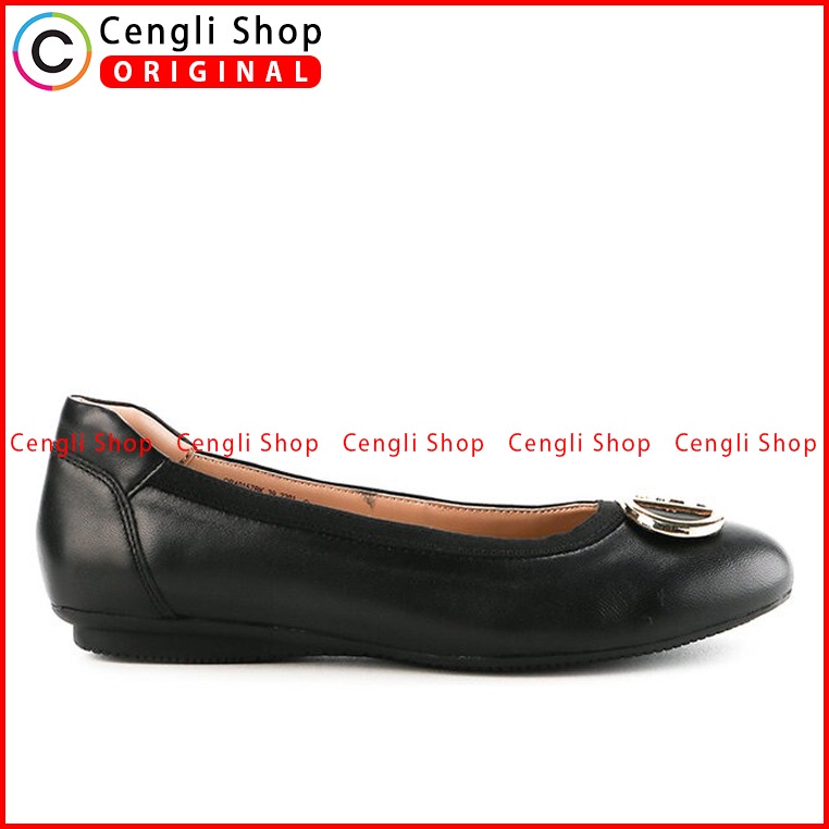 SEPATU FLAT KULIT OBERMAIN WANITA ORIGINAL BRANDED TERBARU HITAM OW34