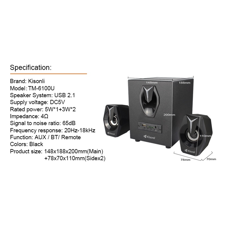 Speker Aktif Subwoofer Support BT, USB, TF Card &amp; Radio TM-6100U -XOBOX