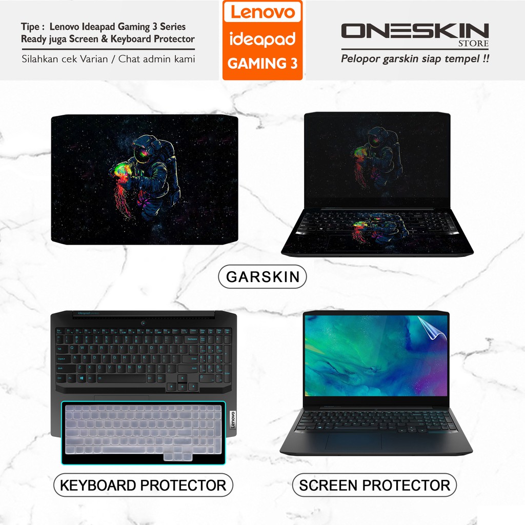 Garskin Sticker Laptop Pelindung Screen Keyboard Protector Lenovo IdeaPad Gaming 3 3i-15 15ARH05 15IMH05 Gambar Full Body Silikon Bening Glossy Doff