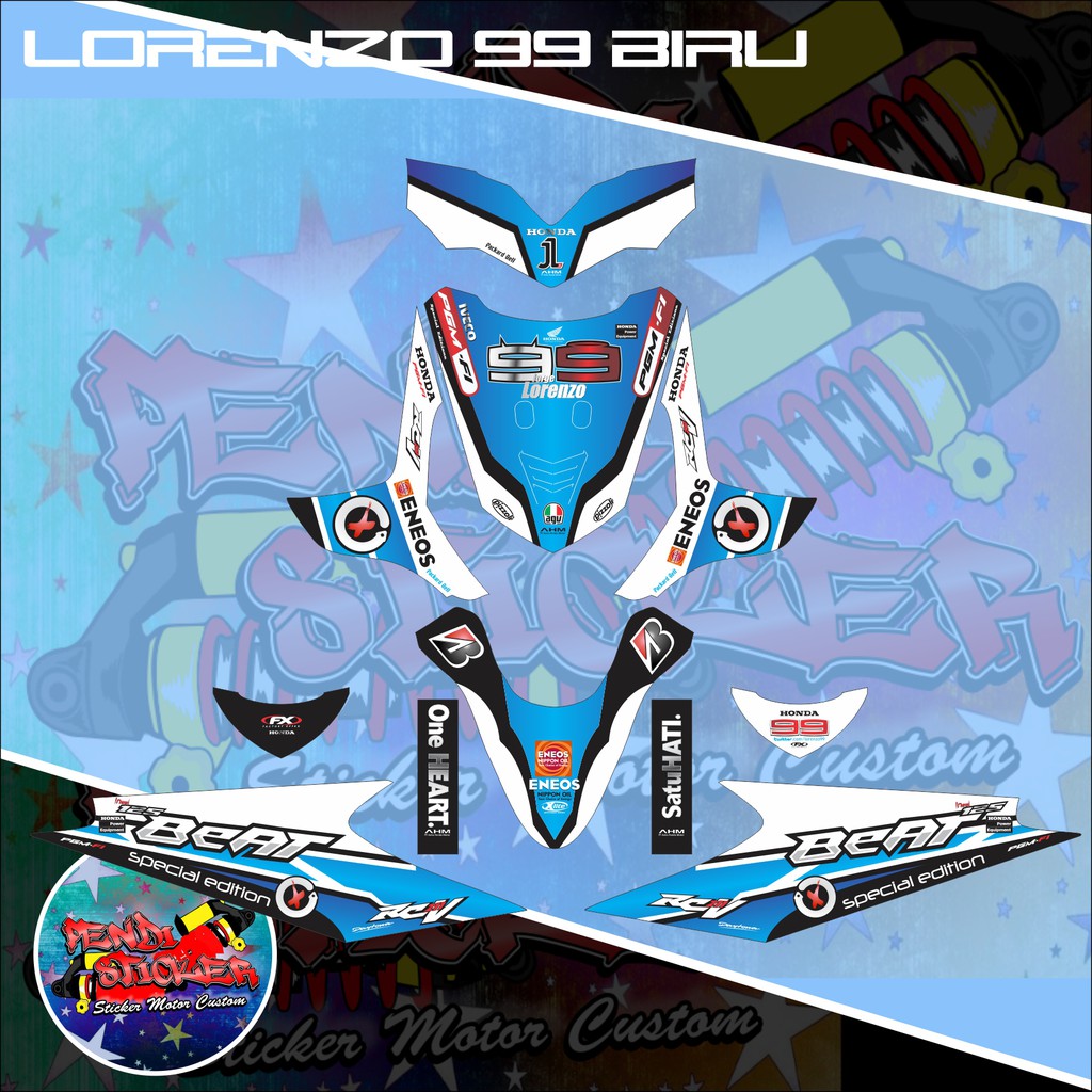 DECAL STICKER HONDA BEAT KARBU LORENZO BIRU