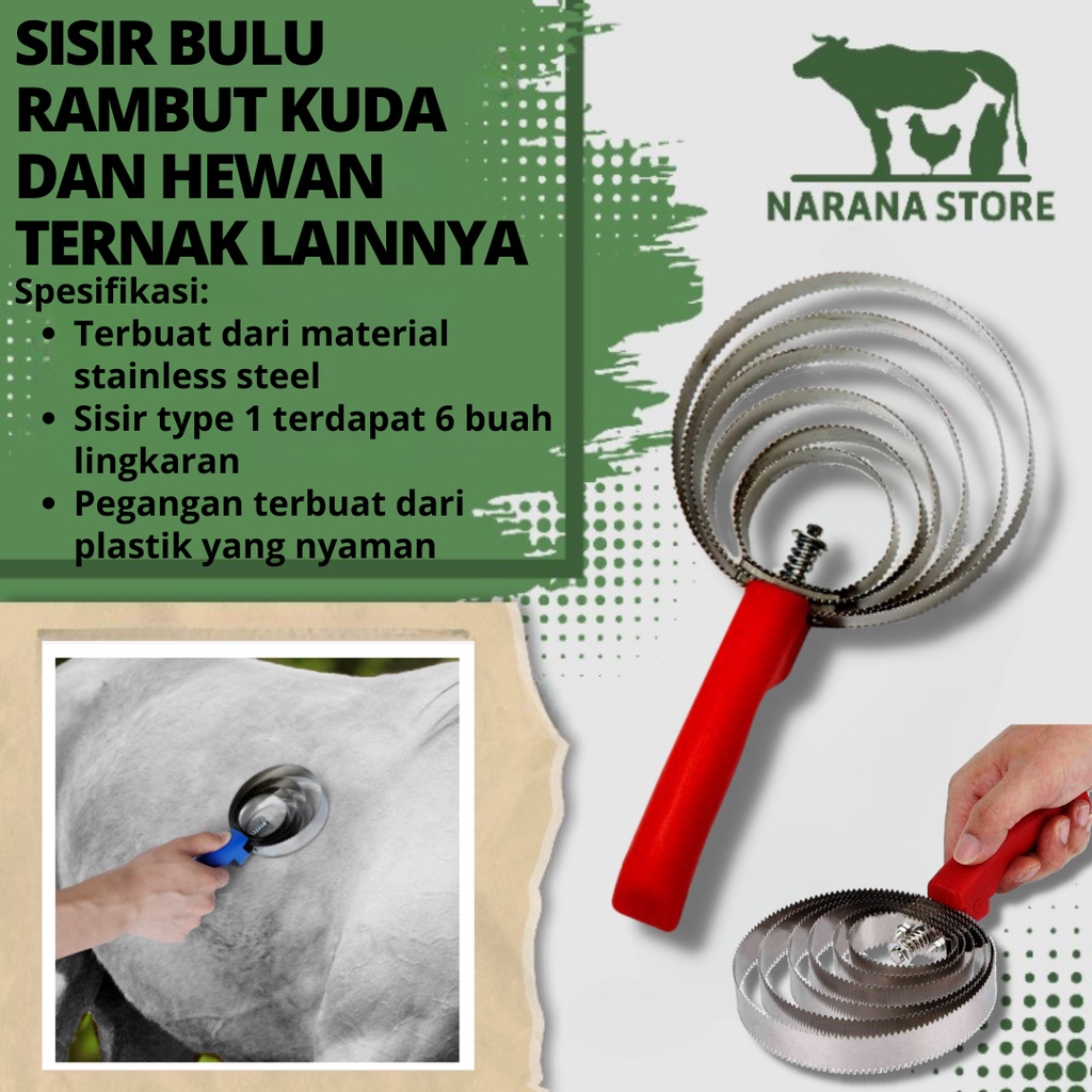 Sisir Pembersih Bulu Kuda Sapi Kambing Sisir Bulu Hewan Ternak Tipe 2