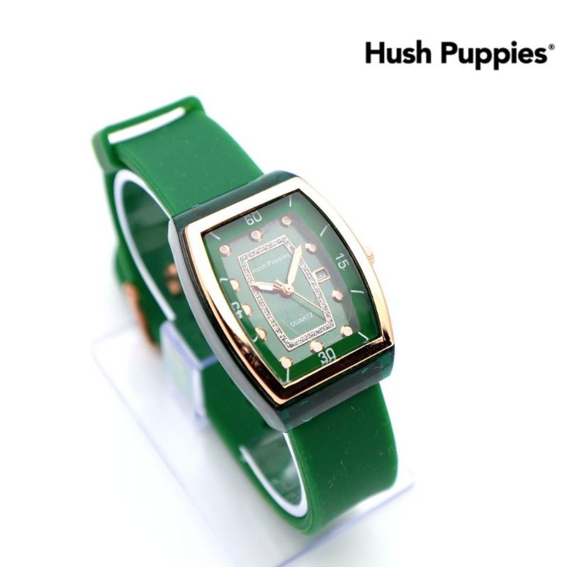 Jam Tangan Wanita Hush Puppies Oval Strap Rubber Tanggal aktif