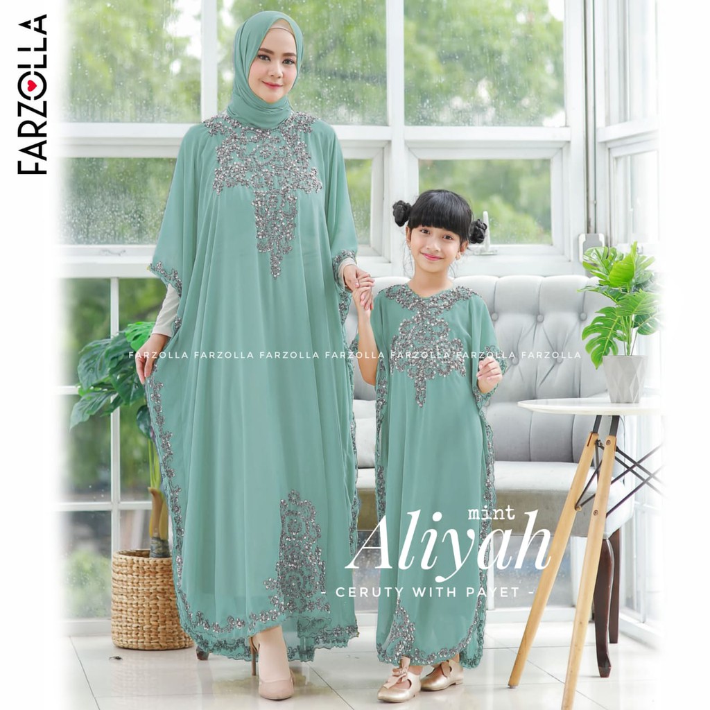 KAFTAN COUPLE IBU ANAK  ALIYAH / kaftan alina  ORI FAZOLLA  CERUTY FULL PAYET ASLI NO INNER