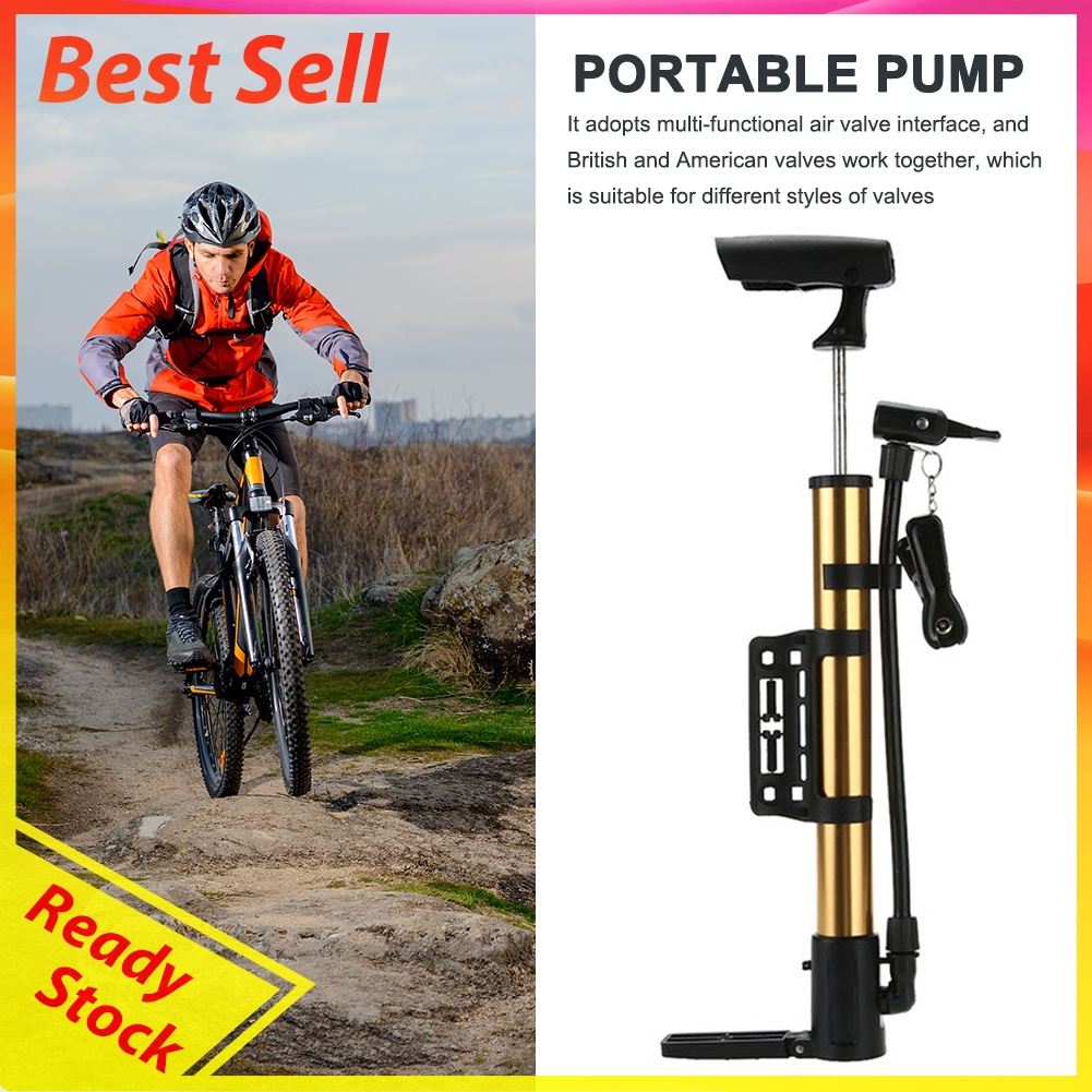 Mini Portable Bicycle Floor Pump American/Dunlop Valve Universal Inflator