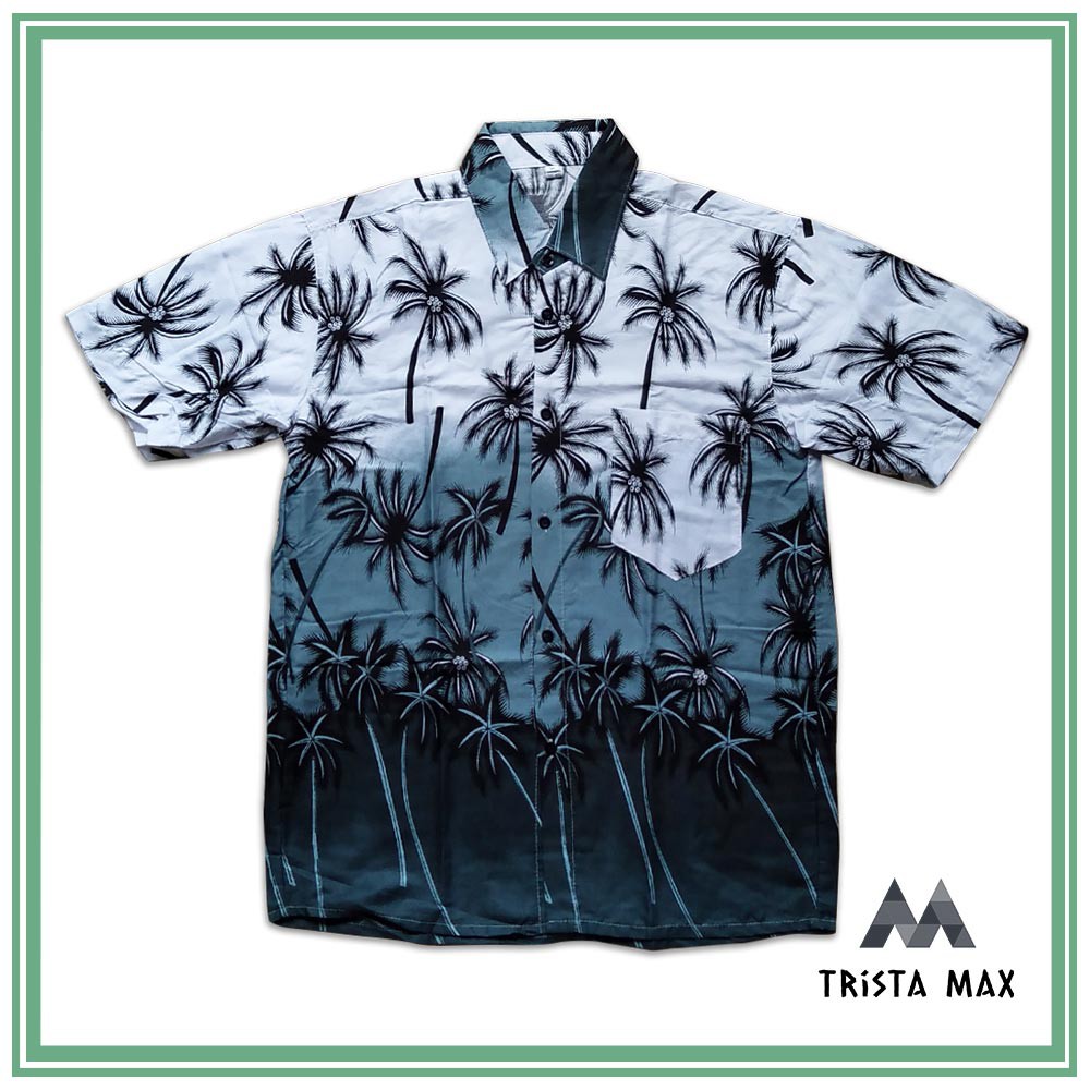 Kemeja Hawai Motif Kelapa - Kemeja Hawai - Kemeja Pantai Santai - Baju Pantai Pria - Baju Surfing