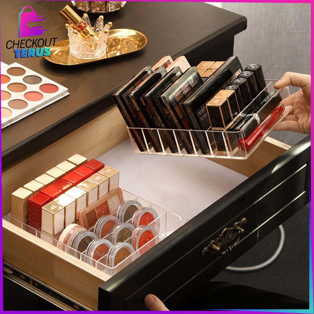 CT K41 K44 Rak Akrilik Kosmetik 7 Grid Tempat Penyimpanan Make Up Rak Kosmetik Acrylic Cosmetic Organizer