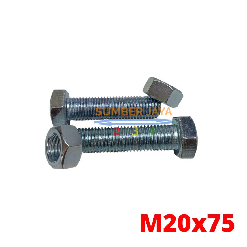 Baut mur M20 20x75  BMP / BMP 20x75 TERMURAH