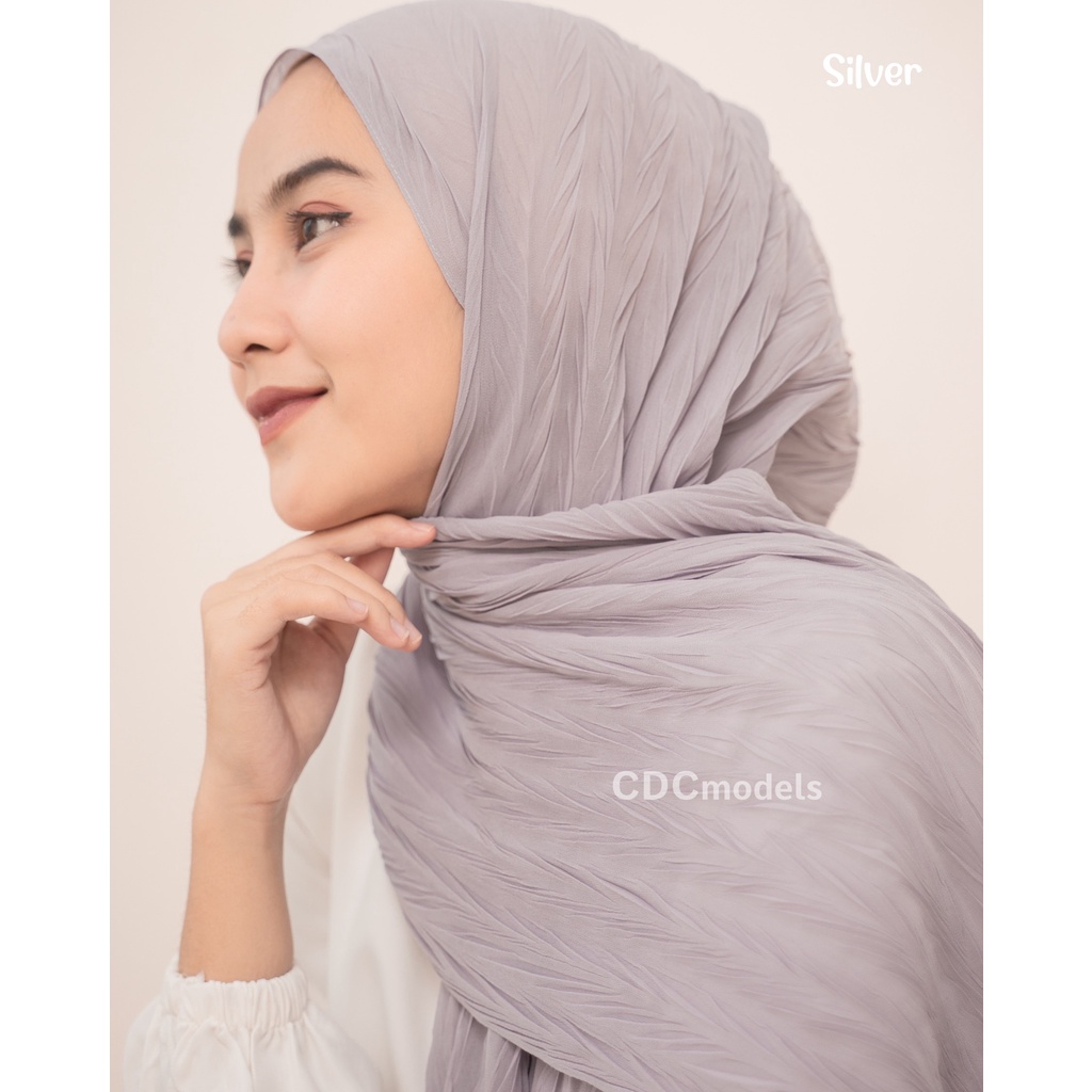 Oryza Pashmina Padi ' - KRUDUNG PASMINA - KERUDUNG MUSLIM - PASMINA TERLARIS - PASMINA PADI-Silver