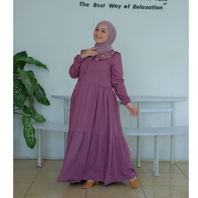 AMARA DRESS BORDIR SUSUN TIGA KEKINIAN DRESS MIDI DRESS