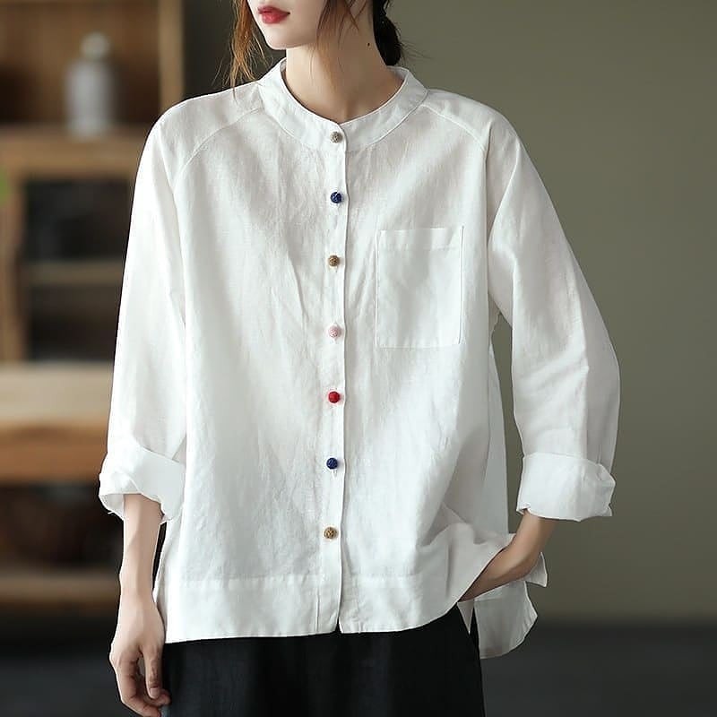 QINARA BLOUSE HS KATUN LINEN KANCING HIDUP / BUSUI FRIENDLY Atasan Wanita Baju Fashion Korea Terbaru 2021 Blouse Pastel Blus Blouse Kemeja Kekinian Viral Blouse Wanita Jumbo Blouse Wanita Import BEST SELLER