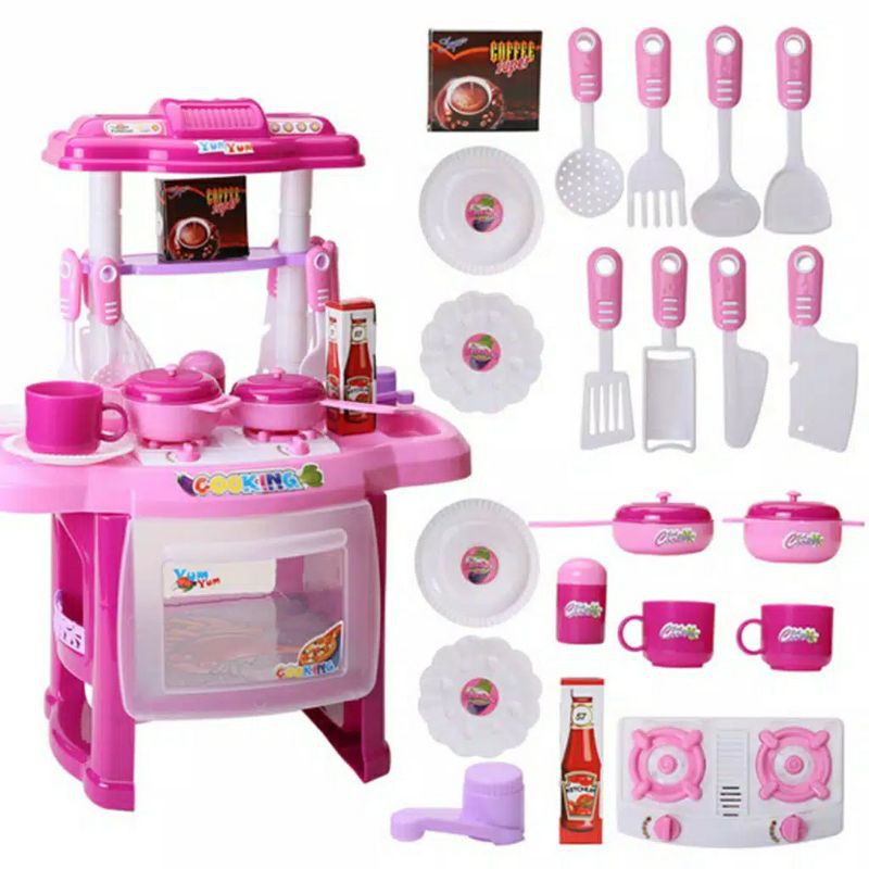 [FUNNY]Mainan Anak Kitchen Set Masak-Masak Lengkap Accs 24pcs Dan Ada Suara Memasak Seperti Asli