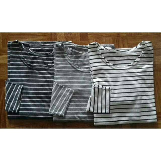 kaos salur / stripe tee / kaos cewek lengan panjang / kaos distro salur / kaos salur