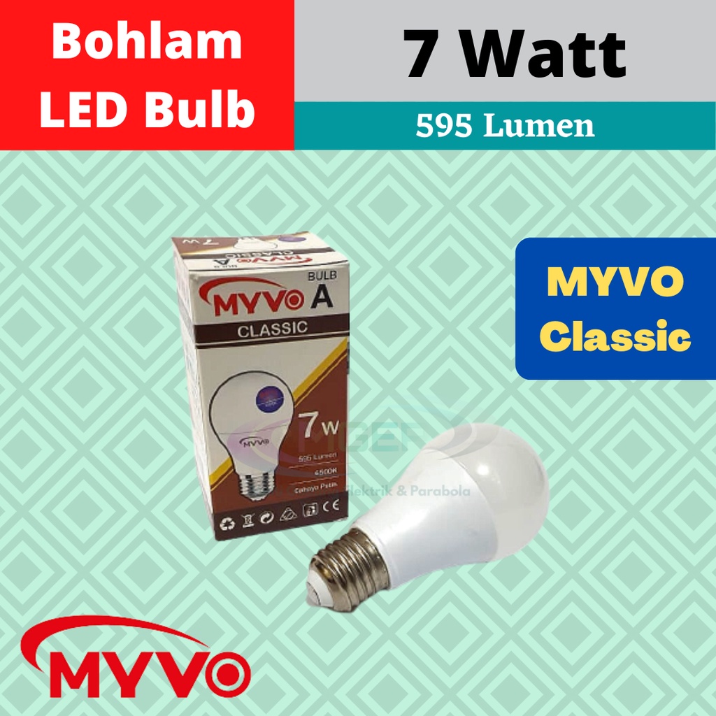 Myvo Classic Lampu Bohlam LED 7 Watt Murah Terang Bergaransi LED BULB