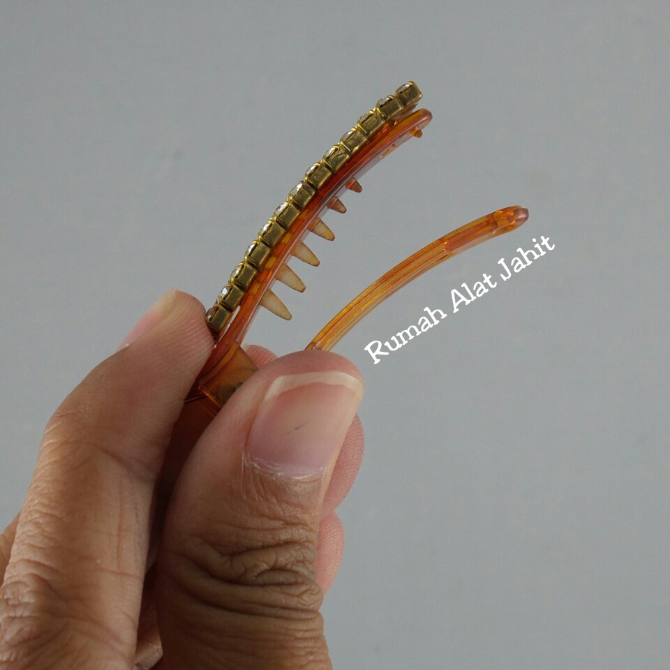 Jepit Rambut / Hair Clip Permata Baris Segi Panjang 4.5cm