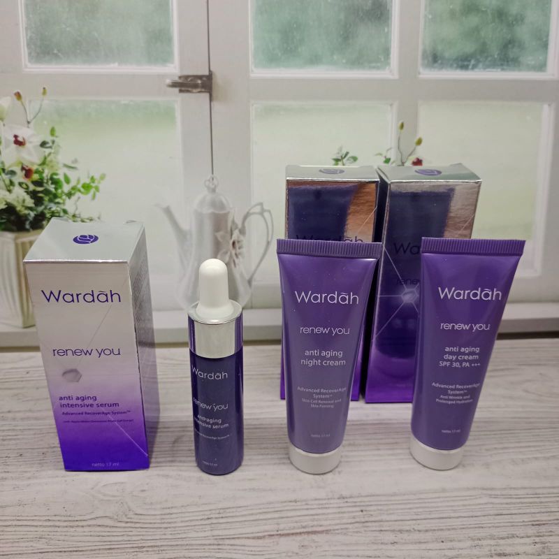 Paket Wardah renew you[√ cream siang& malam,serum]
