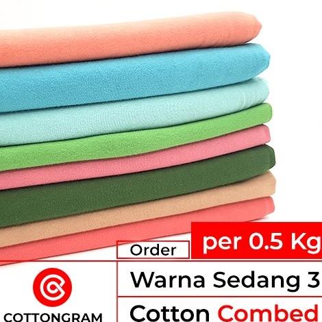 Cotton Combed Premium Kain Kaos Kiloan Warna Sedang 3 per Setengah Kg