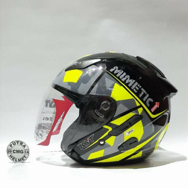 HELM KYT GALAXY MOTIF FLAT R 4 BLACK YELLOW