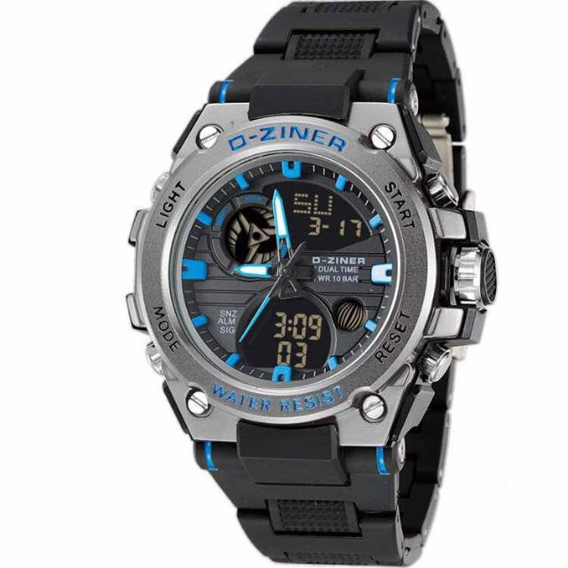 Jam Tangan Pria D-Ziner Original Dual Time Water Resist