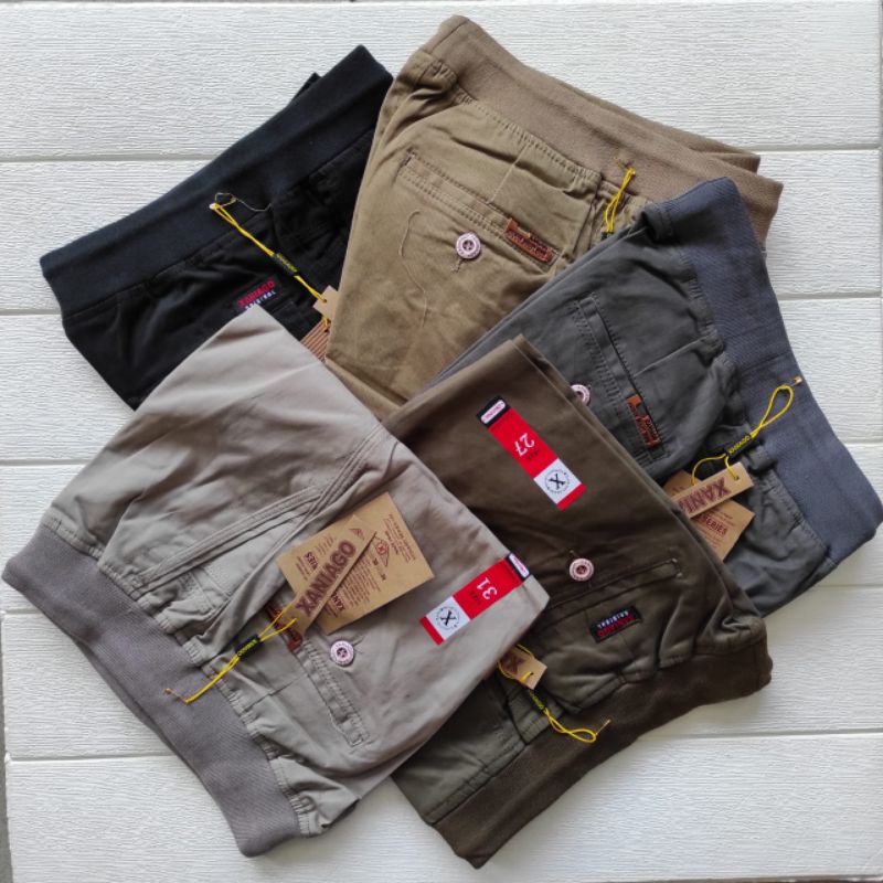 Chinos kolor rip pinggang karet celana chinos xaniago celana panjang pria