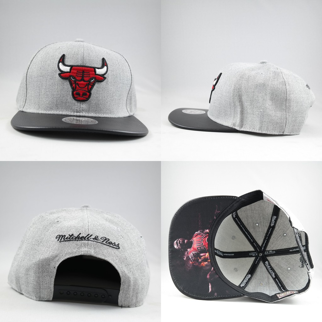 TOPI SNAPBACK NBA CHICAGO BULLS ABU VISOR KULIT