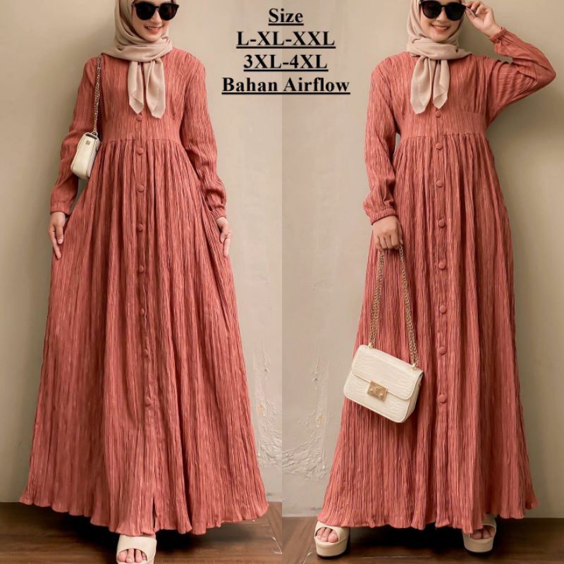 Gamis terbaru 2023 lebaran wanita Super Jumbo Syar'i Dress L XL XXL 3L 4L LD Up To 140 Air Flow