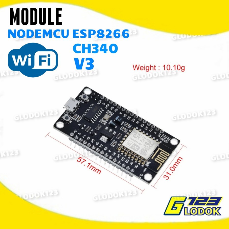 NodeMcu LUA Wifi V3 4mb 32Mbits CH340 Flash ESP8266 ESP12 Board Module