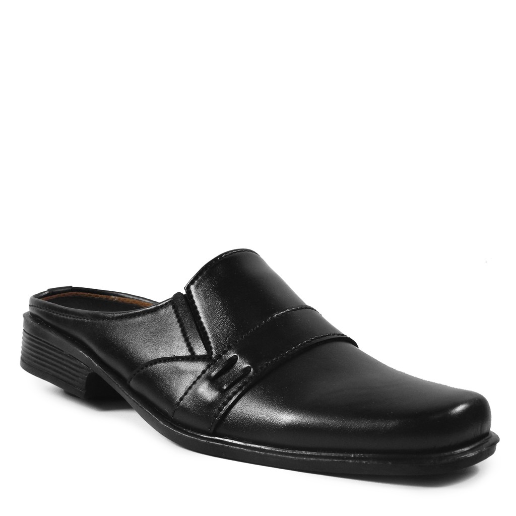 Sepatu Bustong Selop Pria Crocodile Riung Formal Pantopel Kerja Kantor Kondangan Pantofel Hitam