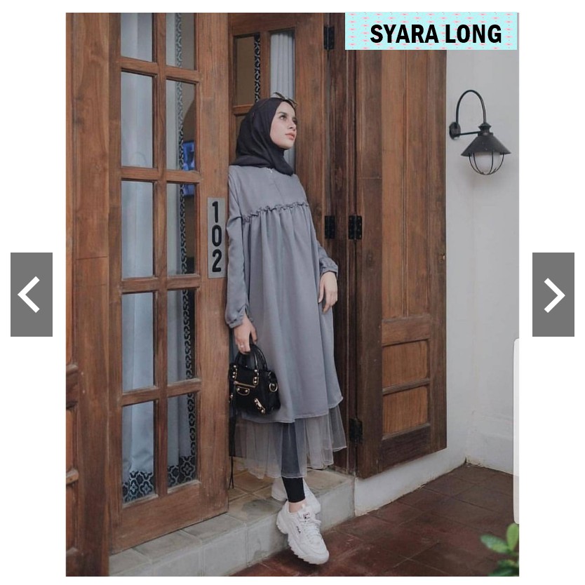 SYARA LONG TUNIK Balotelly Baju Tunik Panjang Kancing Hidup Baju Atasan Wanita Busui Modern Terbaru