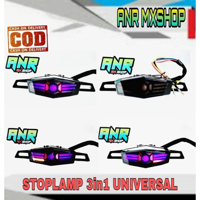 STOPLAMP 3in1 UNIVERSAL KLX PLUS PLAT DUDUKAN LAMPU MODEL TRANSFORMERS
