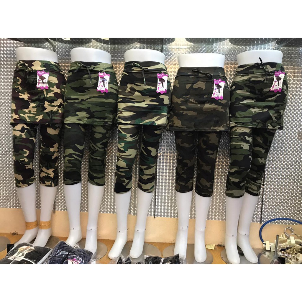 Celana Rok Senam Army 7/8 Celana Legging Rok Army - Celana Rok Legging Army - Training Loreng Wanita