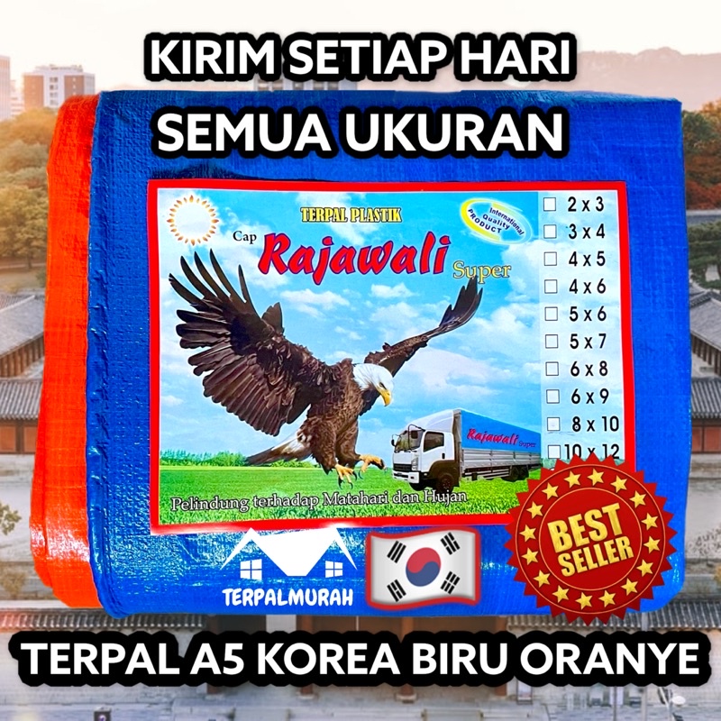 Terpal A5 Korea (Per Meter) Biru Oranye Cap Rajawali Original 100% Termurah