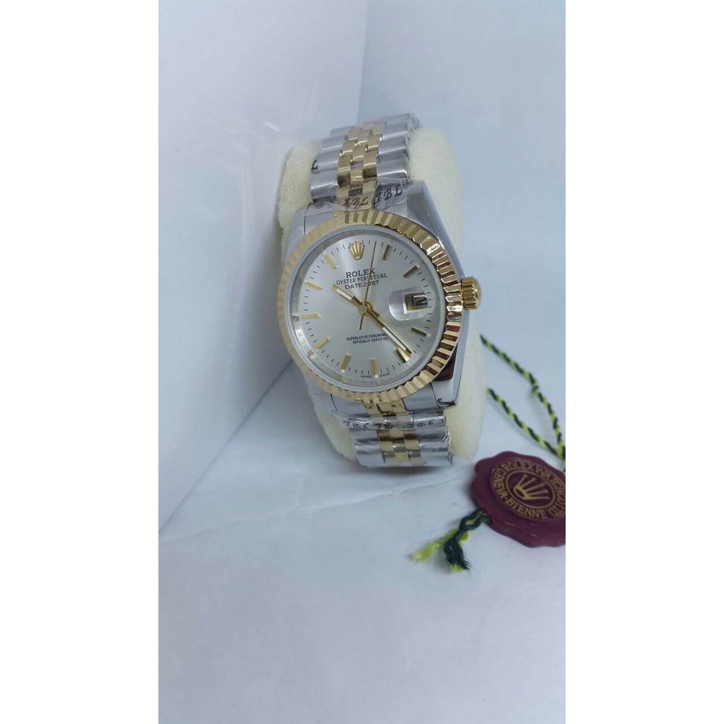 Rolex Datejust Chain Super Garansi 6 bulan Kombi Gold Silver Balok