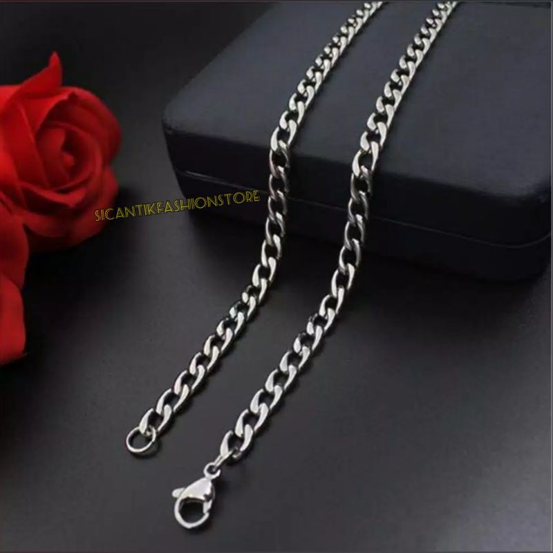 Kalung Titanium Rantai pria Titanium 50CM Terlaris murah Steel Gaya Hip Hop keren Fashion pria