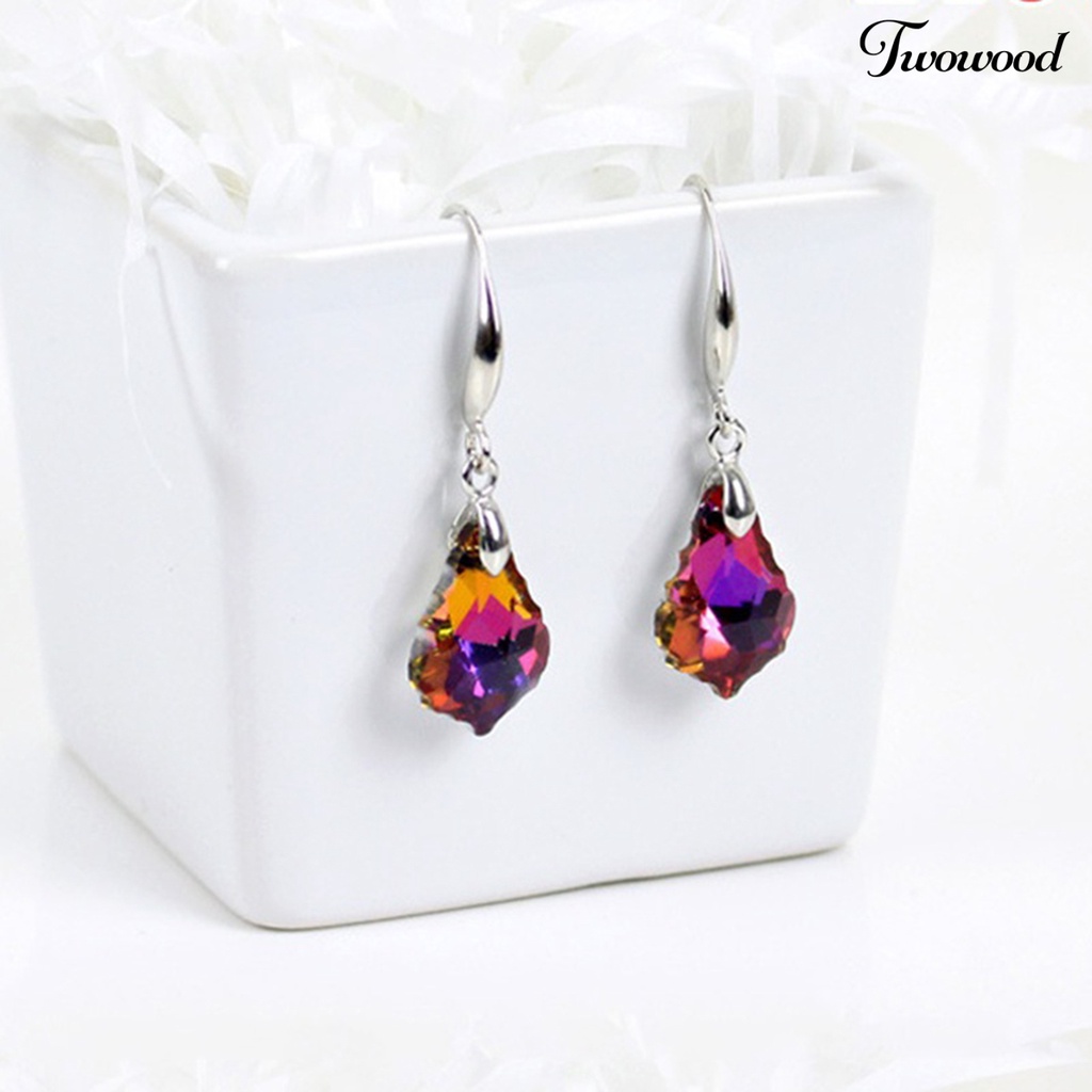 Twowood 1 Pair Dangling Earrings Comfortable Wearing Wear-Resistant Faux Crystal Women Ear Hooks for Banquet